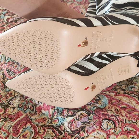 NEW Free People Vicenza Tokyo Zebra Stripe Patent Leather Knee High Heel Boots 7 - Picture 13 of 13